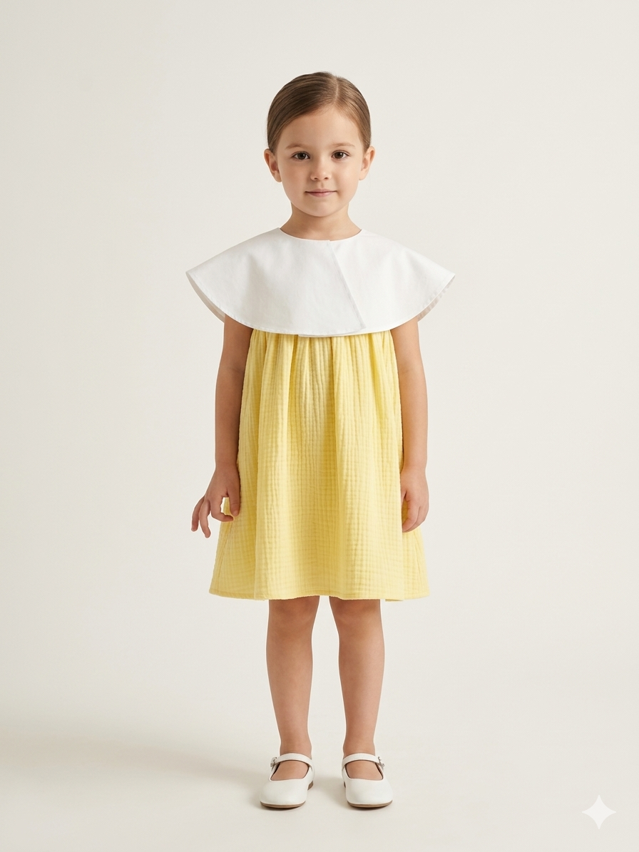 The "Sunshine Muse" Cape-Collar Dress